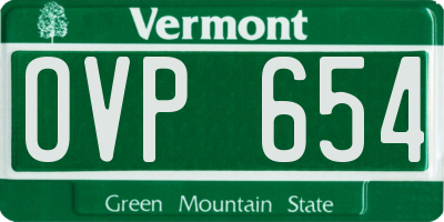 VT license plate OVP654