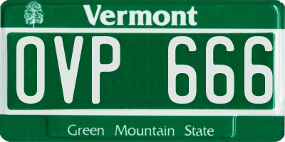 VT license plate OVP666