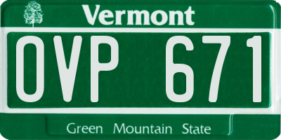VT license plate OVP671