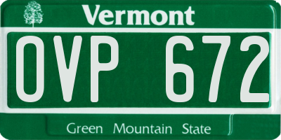 VT license plate OVP672