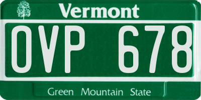 VT license plate OVP678