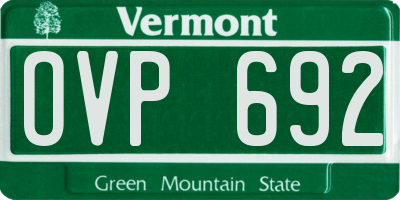 VT license plate OVP692