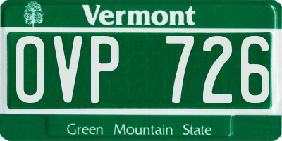 VT license plate OVP726