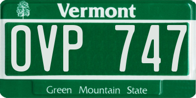 VT license plate OVP747
