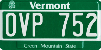 VT license plate OVP752