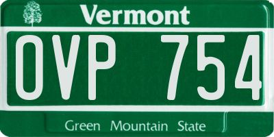 VT license plate OVP754