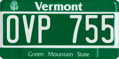 VT license plate OVP755