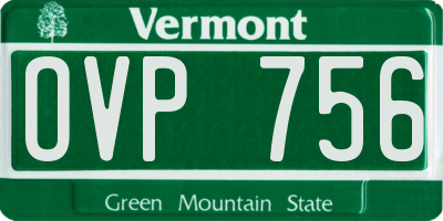 VT license plate OVP756
