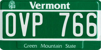 VT license plate OVP766