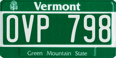 VT license plate OVP798