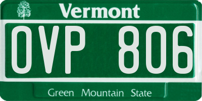 VT license plate OVP806