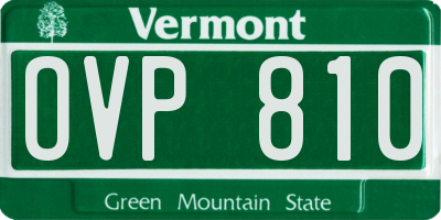 VT license plate OVP810