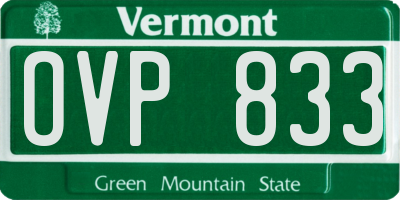 VT license plate OVP833