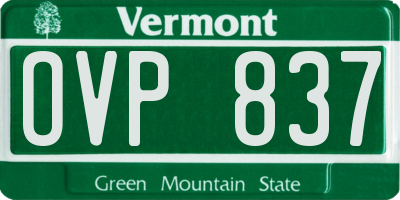 VT license plate OVP837