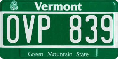 VT license plate OVP839