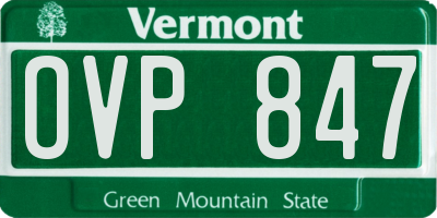 VT license plate OVP847