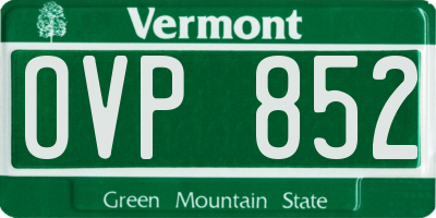 VT license plate OVP852