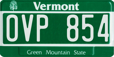 VT license plate OVP854