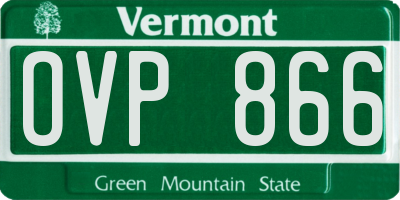 VT license plate OVP866