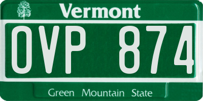 VT license plate OVP874