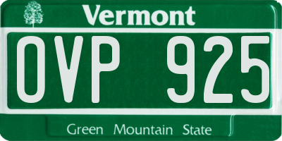 VT license plate OVP925
