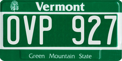 VT license plate OVP927