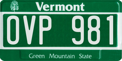 VT license plate OVP981