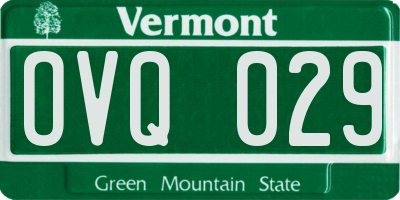 VT license plate OVQ029