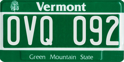VT license plate OVQ092