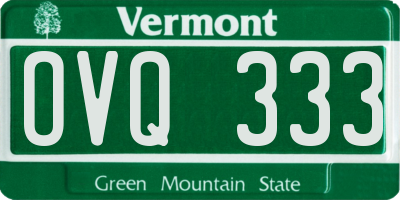 VT license plate OVQ333