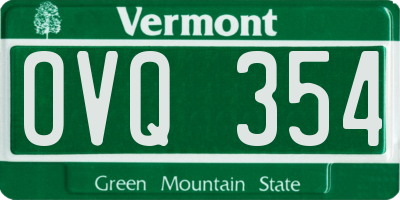 VT license plate OVQ354