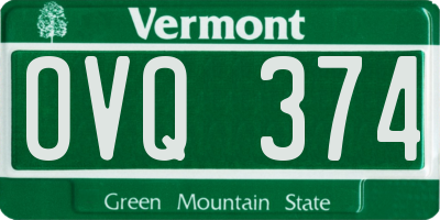 VT license plate OVQ374