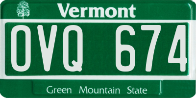 VT license plate OVQ674