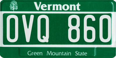 VT license plate OVQ860