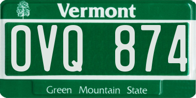 VT license plate OVQ874