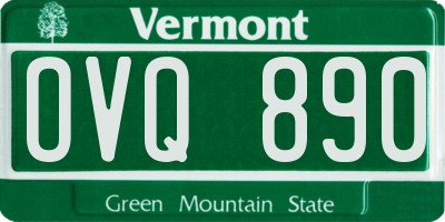 VT license plate OVQ890