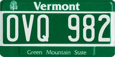 VT license plate OVQ982