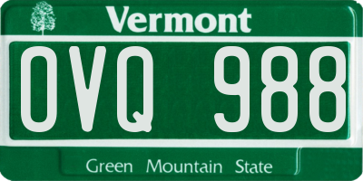 VT license plate OVQ988