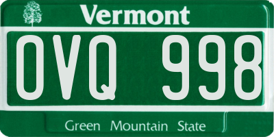 VT license plate OVQ998