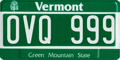 VT license plate OVQ999