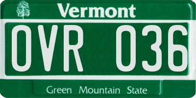VT license plate OVR036