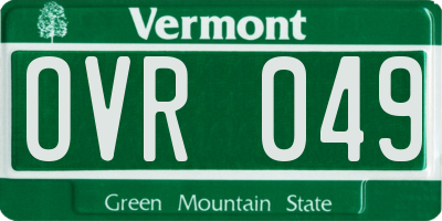 VT license plate OVR049