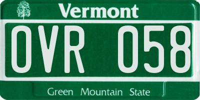 VT license plate OVR058