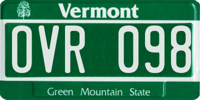 VT license plate OVR098
