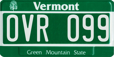 VT license plate OVR099