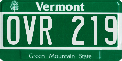 VT license plate OVR219