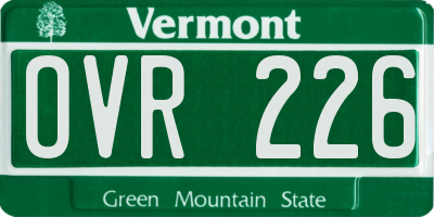 VT license plate OVR226