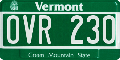 VT license plate OVR230
