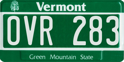 VT license plate OVR283