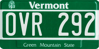 VT license plate OVR292